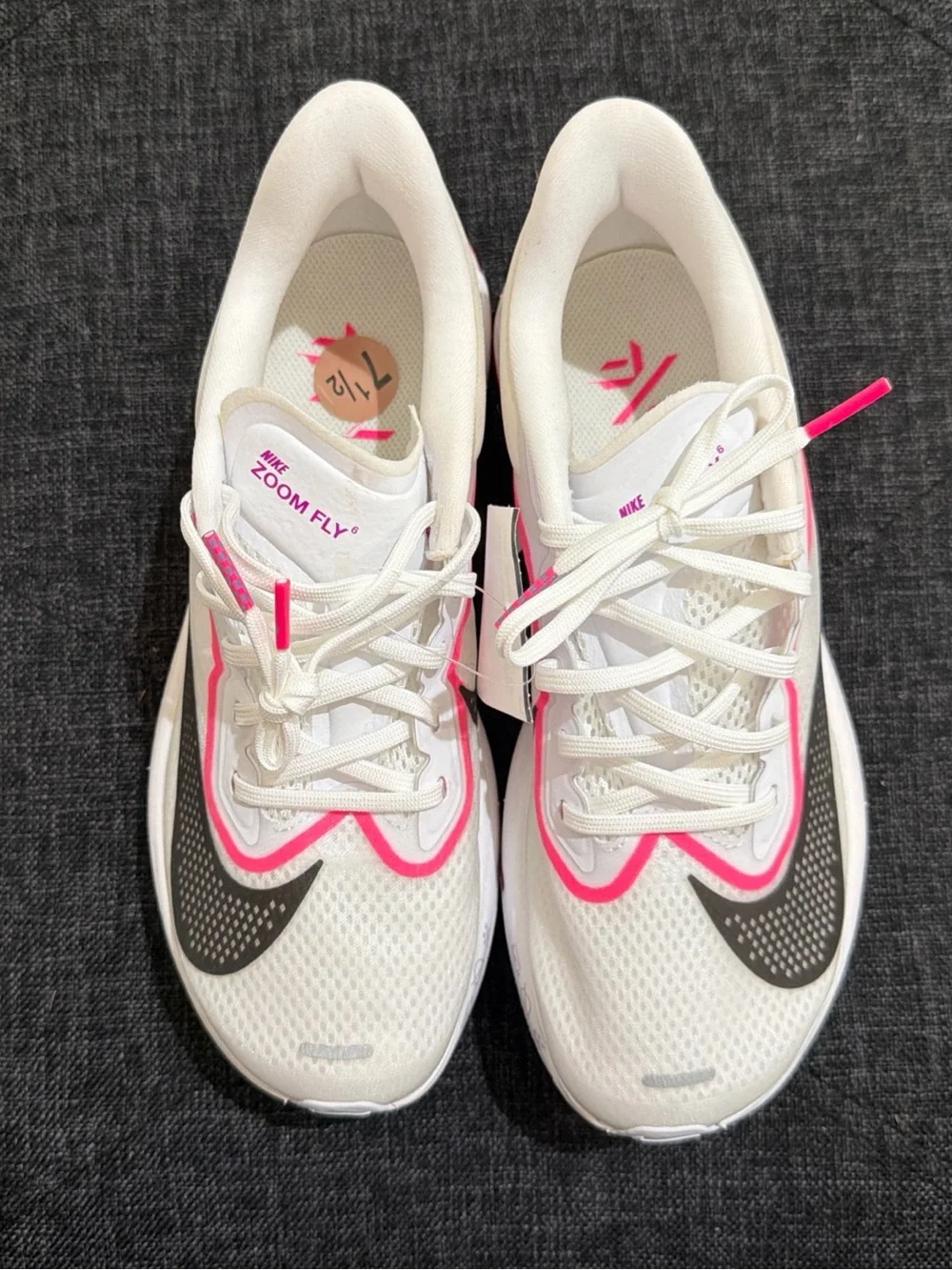 Nike Zoom Fly 6 White & Hot Pink Women's Running Shoes - Picture 6 of 7